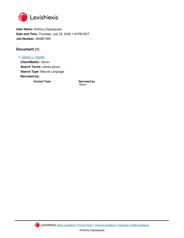 Document excerpt: Glover v. Vasallo — Florida Third District Court of Appeal