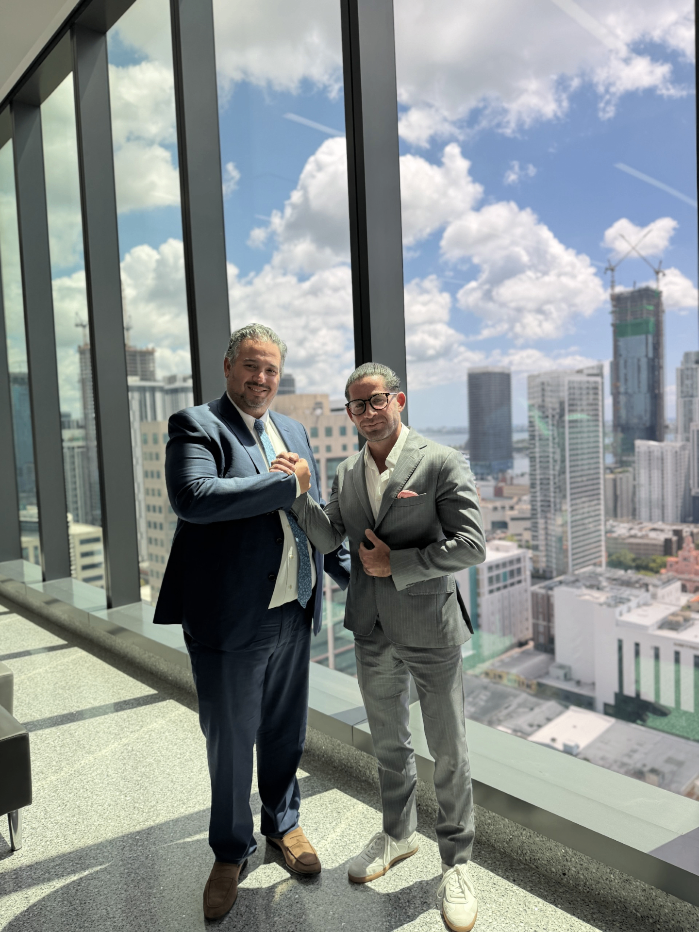 Josef Timlichman with client Alexander Goldstein following the landmark $47.83M verdict in Miami